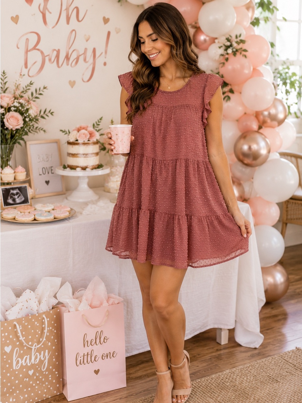 Crystal Doll Mauve Dress. Size Medium.